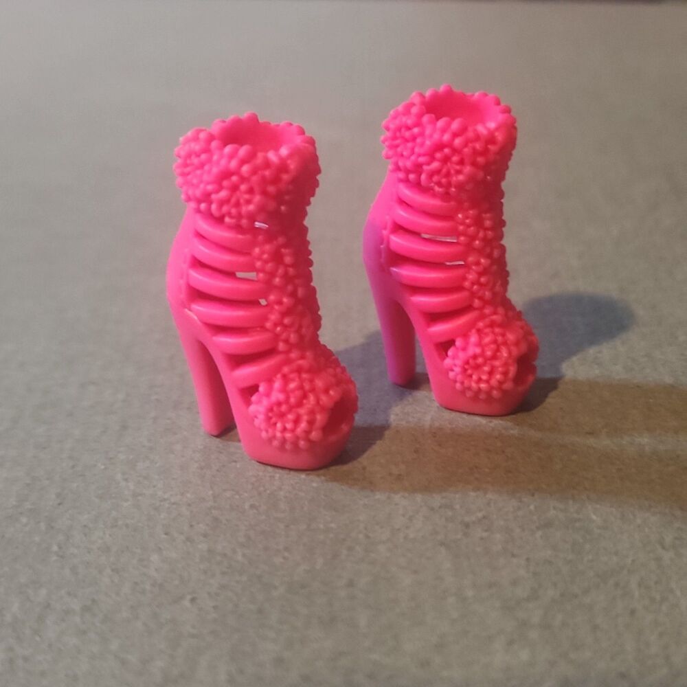 Barbie Doll Fashionistas Hot Pink Strappy Wrap Jeweled High Heels Pump Shoes